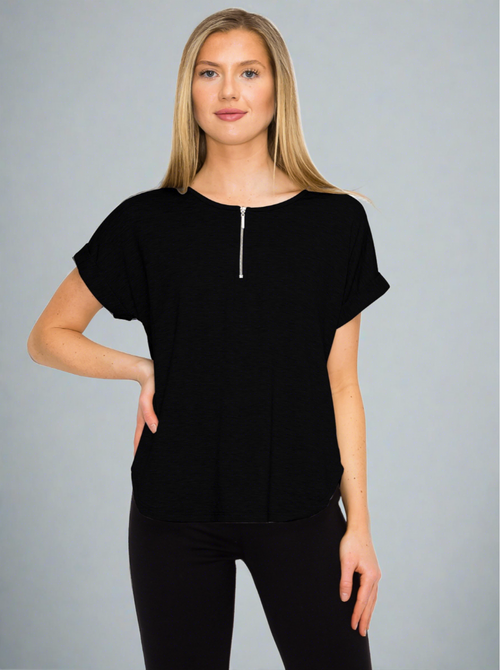 French Terry Zip Front Top