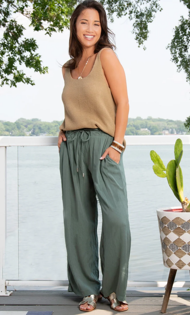 Forest Moss Wide Leg Pant