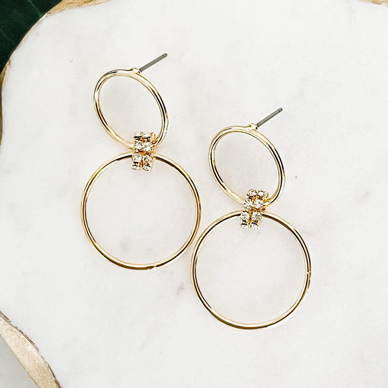 Gold Dipped Double Circle Earrings E1681