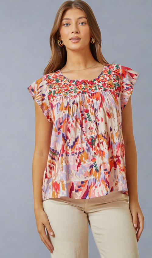 Pink Lilac Embroidered Top