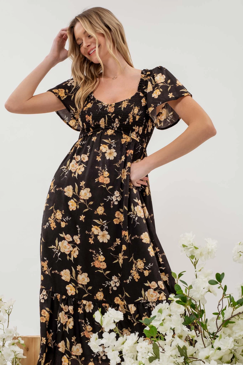 Caroline Black Floral Dress