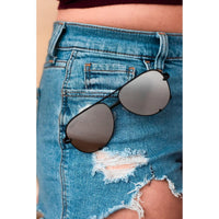 Alex Black Silver mirror Aviator Sunglasses