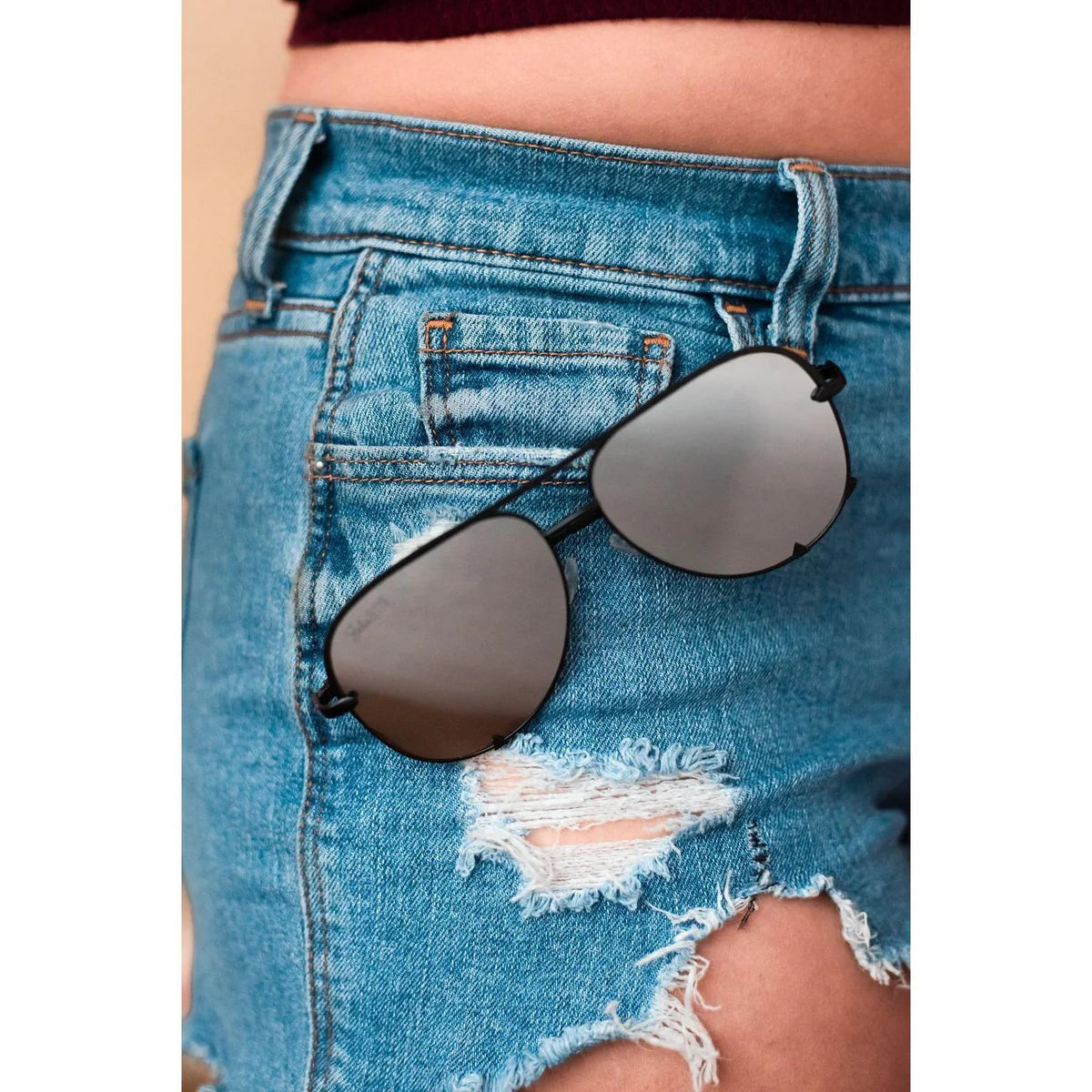 Alex Black Silver mirror Aviator Sunglasses