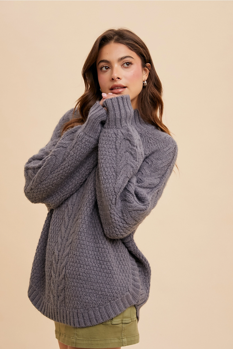 Cozy Grey High Neck Sweater