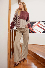 Burgundy Colorblock Sweater