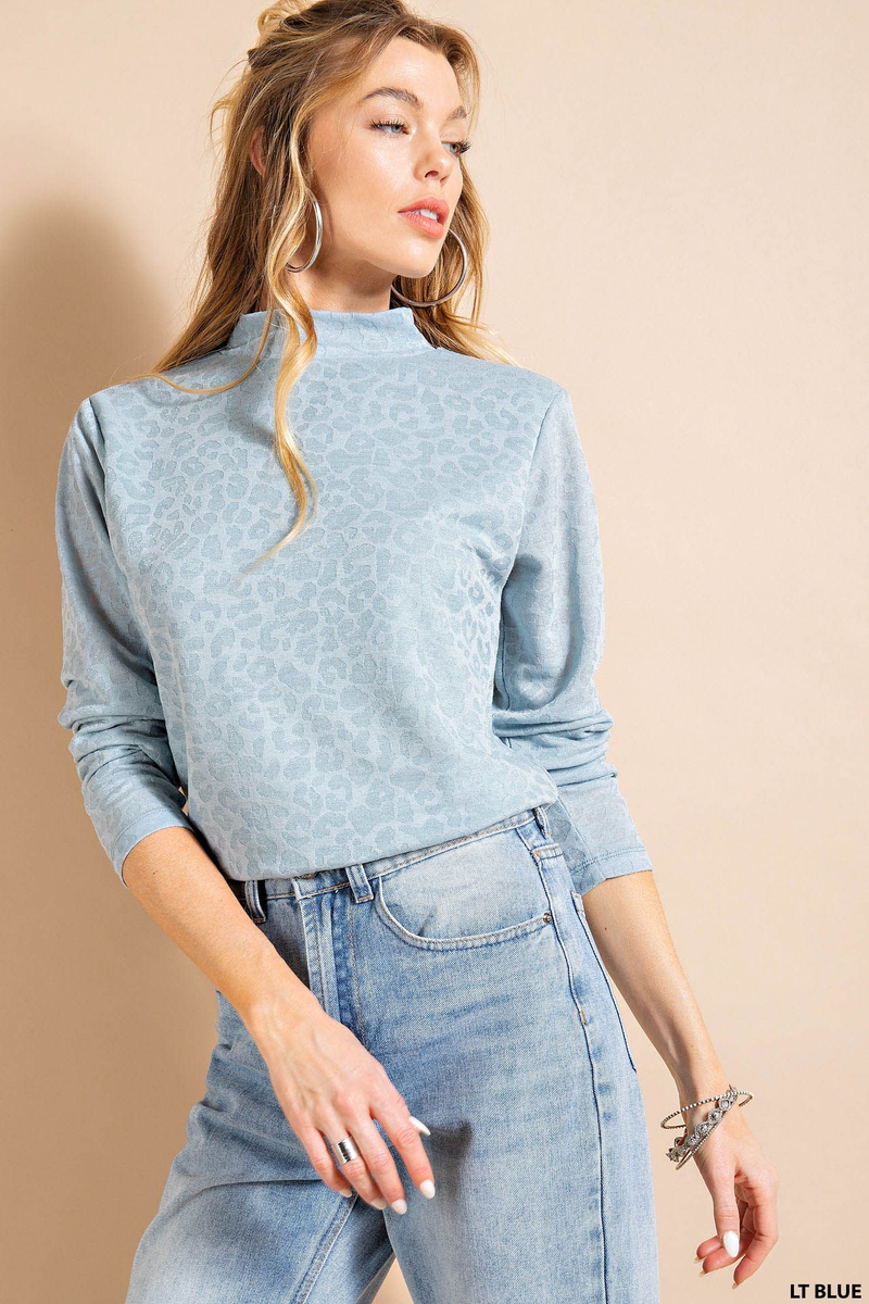 JAAQUARD FRONT LINED MOCK NECK TOP