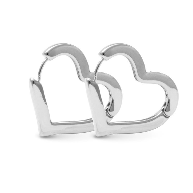 Sara Polished Heart Hoop Silver