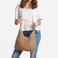 Maggie Straw Shoulder Bag Brown