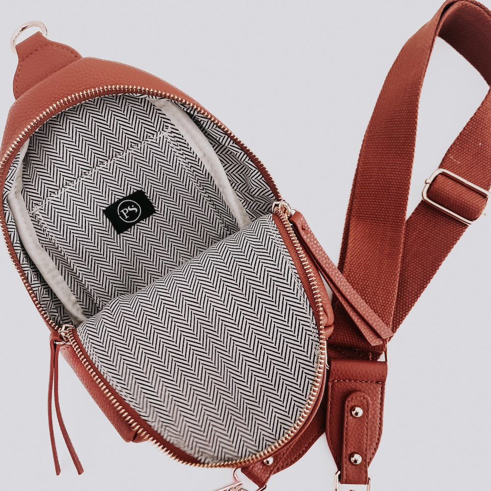 Adventure Awaits Brown Sling Bag
