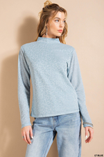 JAAQUARD FRONT LINED MOCK NECK TOP