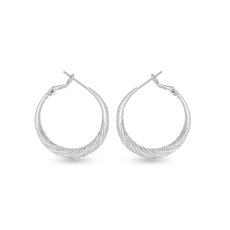 Ivy Textured Twisted Hoop Silver