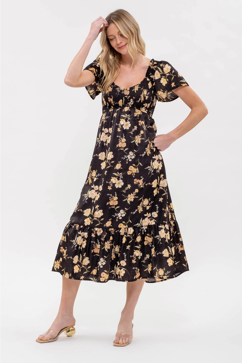 Caroline Black Floral Dress