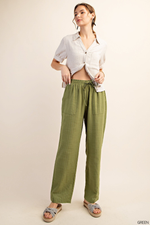 Moss Elastic Waist Cotton Pant