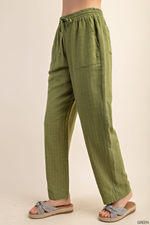 Moss Elastic Waist Cotton Pant