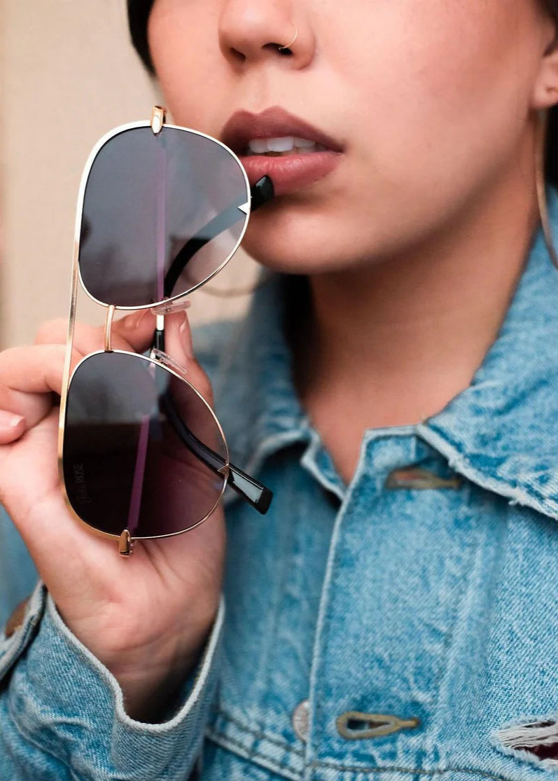 Alex Gold Grey Aviator Sunglasses