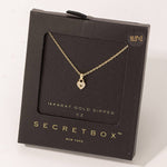 Secret Box Mini Pave Hear Lock Charm Necklace