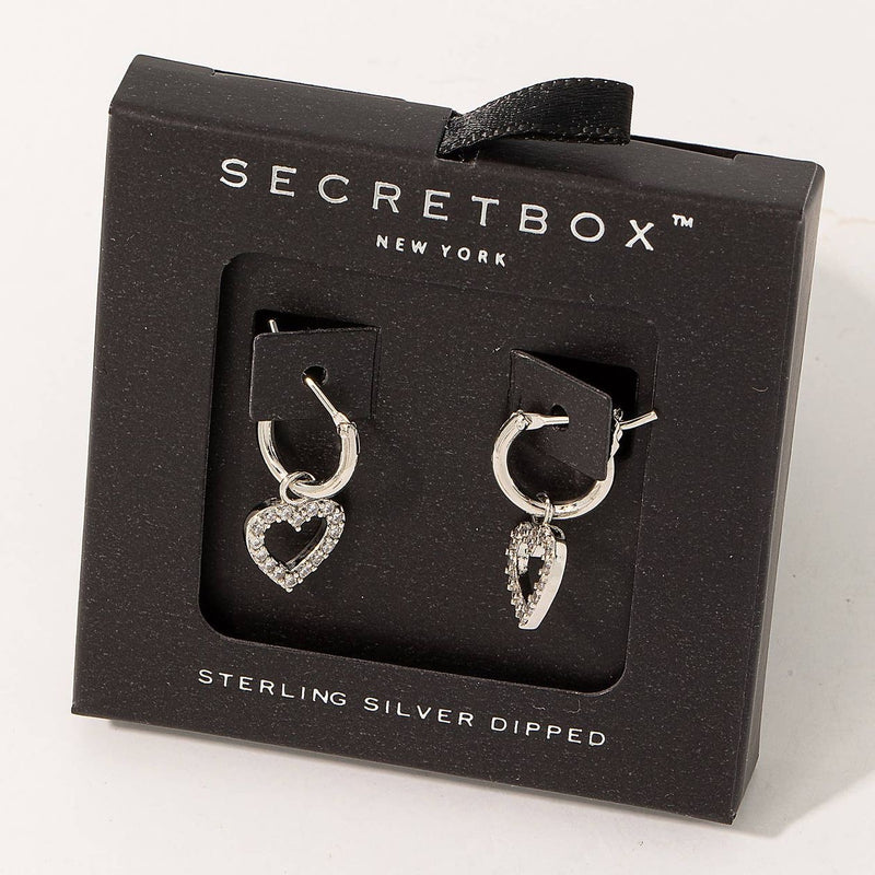 Secret Box Mini Heart Drop Hoop Earrings