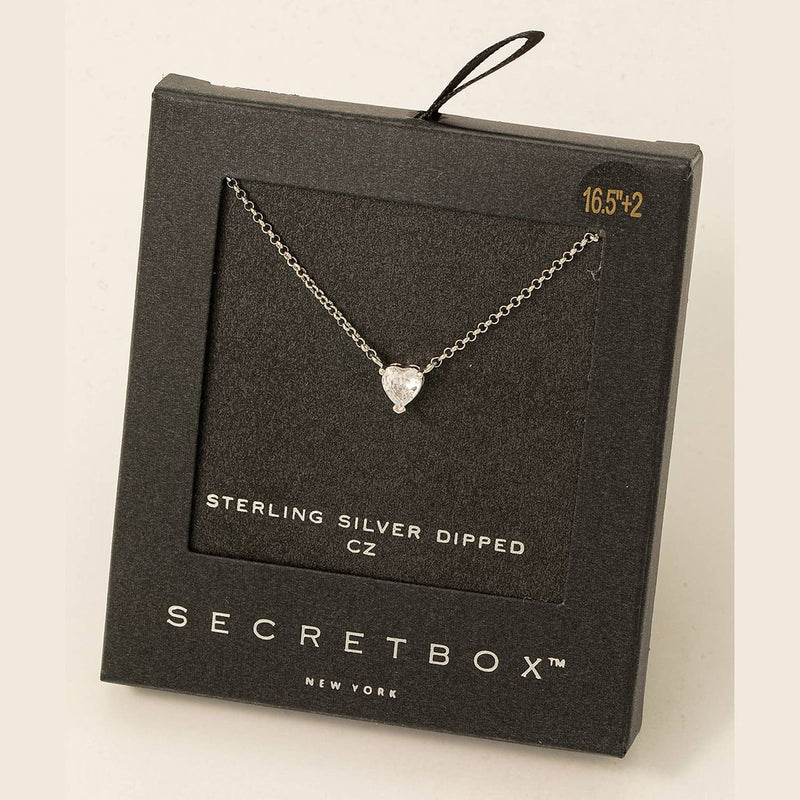 Secret Box Cubic Zirconia Heart Pendant Necklace