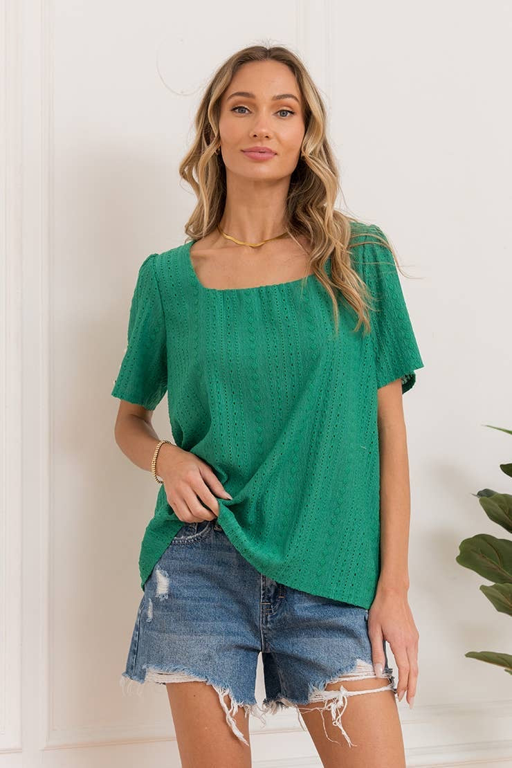 Cable Knit Square Neck Top