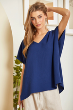 Jaylee V Neck Navy Top