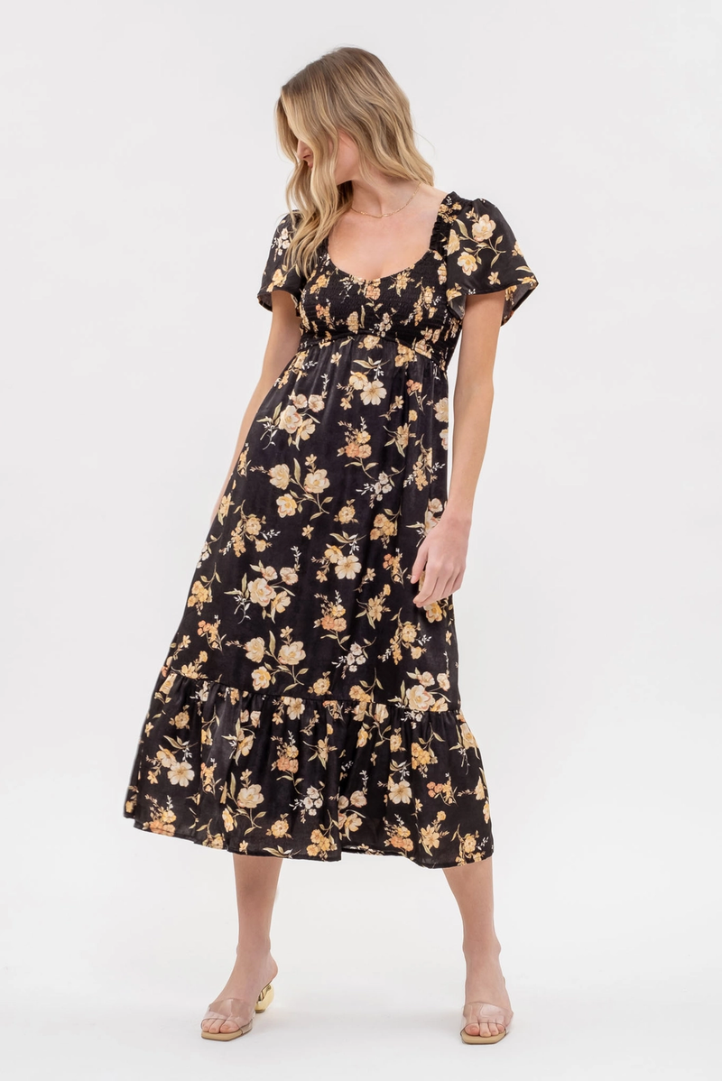 Caroline Black Floral Dress