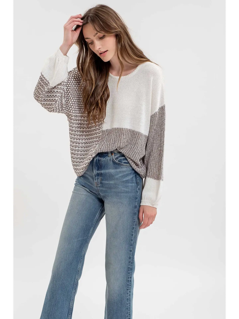 Grey Colorblock Chic Sweater