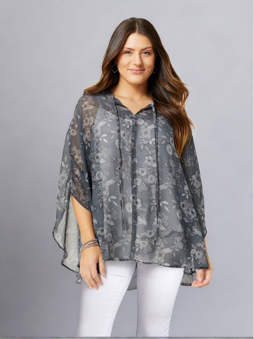 Maddy Deep Teal Floral Poncho