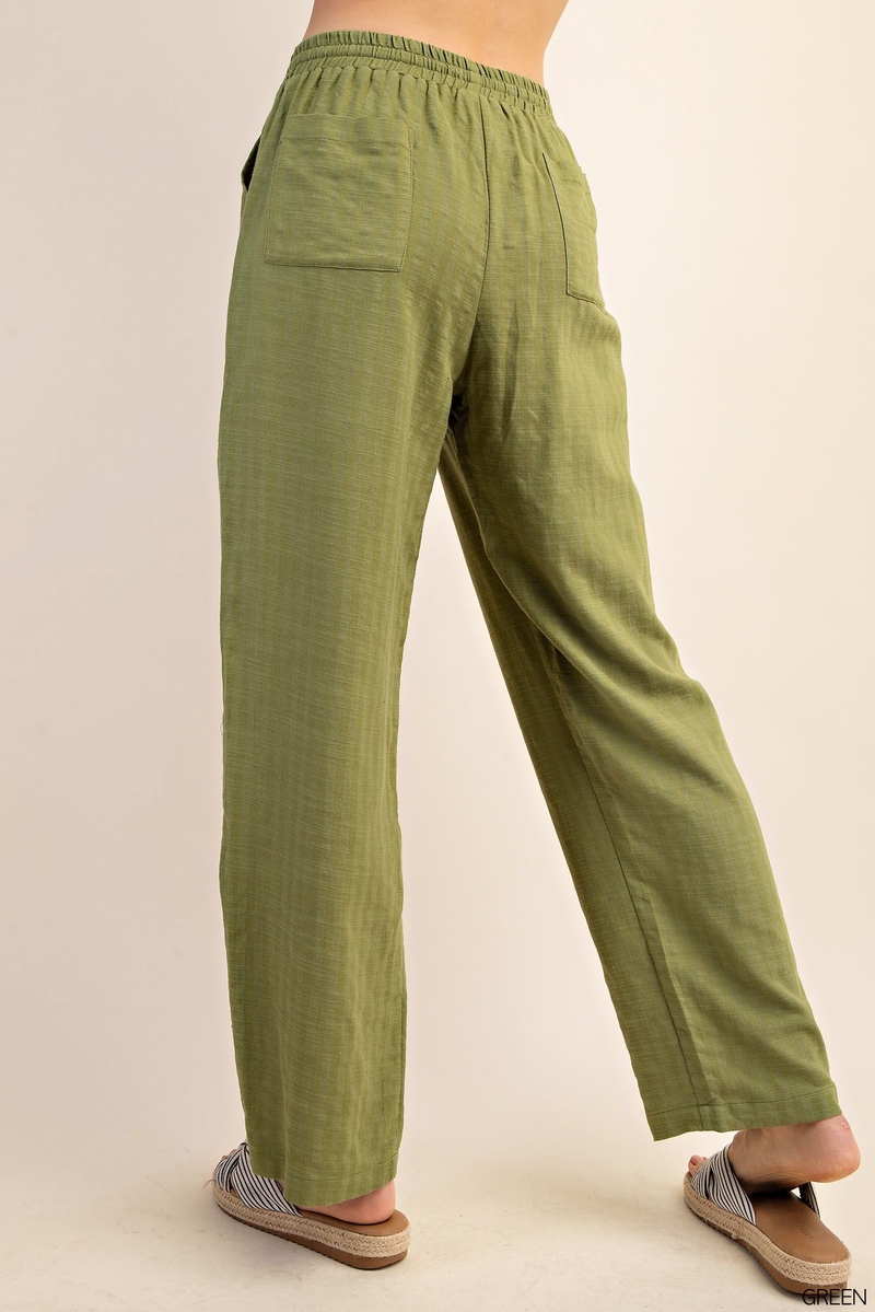 Moss Elastic Waist Cotton Pant