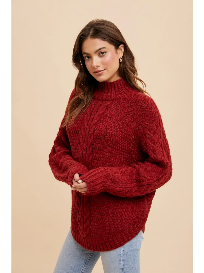 Cozy Mahogany High Neck Sweater