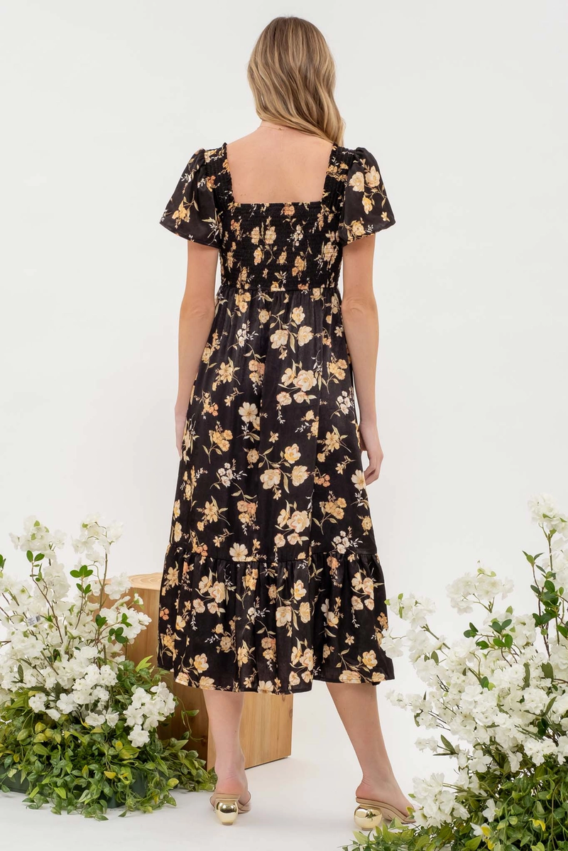 Caroline Black Floral Dress