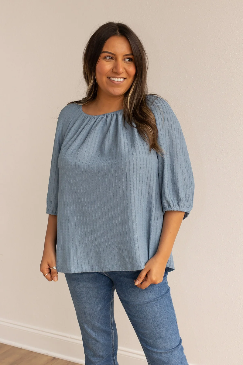 Blue On Or Off Shoulder Top