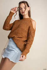 Cold Shoulder Coffee Sweater