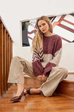 Burgundy Colorblock Sweater