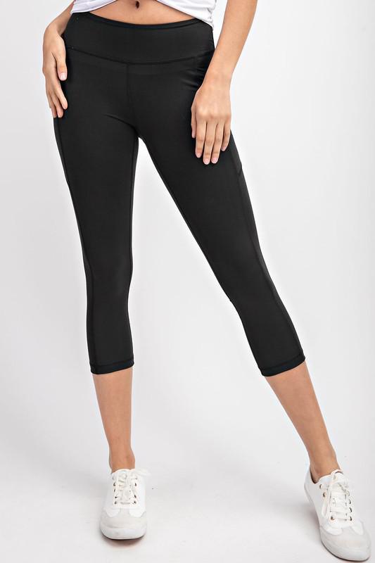 Black Capri Yoga Legging W Side Pocket