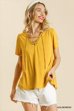 Golden Lace Up Top