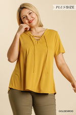 Golden Lace Up Top