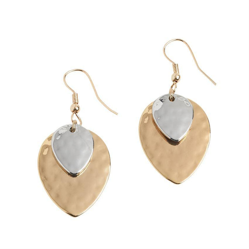 Mixed Metal Pointed Oval Drop Dangle Earrings WN004187