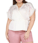 Ivory Embroidered Wrap Top